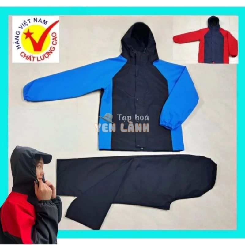 Áo mưa bộ 2 lớp cao cấp công nghệ mới trượt nước GoreTex tráng mủ cao su, bộ áo mưa thời trang dày dặn siêu chống thấm