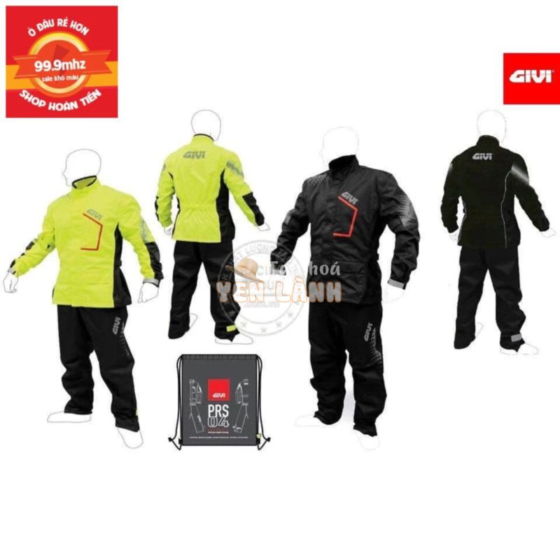 Áo Mưa Givi, Áo Mưa Bộ Givi PRS04 ( Chính hãng) Bảo hành 12 Tháng