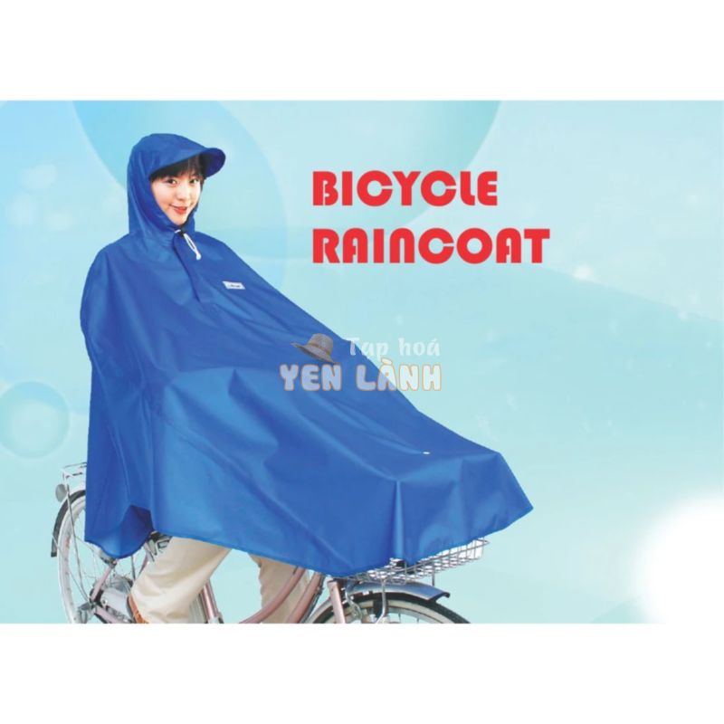 Áo mưa đi xe đạp – Bicycle raincoat, Vải dù (Nylon-PVC) chống thấm bền bì, An toàn với phản quang sau lưng áo