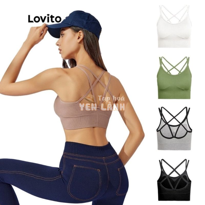 Áo Ngực Thể Thao áo bra tập yoga gym nữ Thoáng Khí Lovito L31ED004 (Khaki / Mocha Brown Olive Xám Đen)