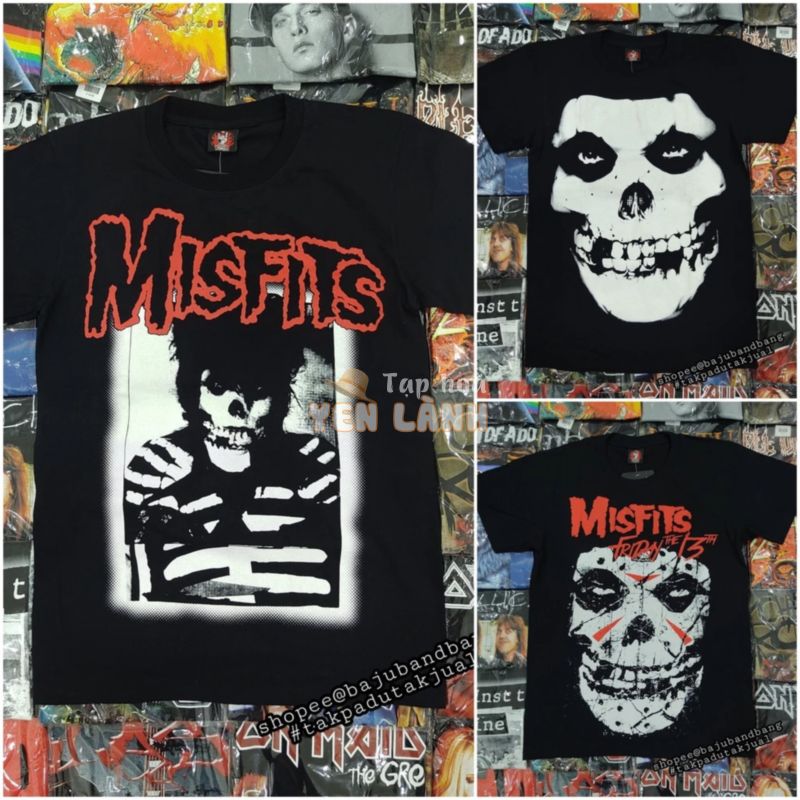 Bộ Sưu Tập Áo Thun Ban Nhạc Baju Band Thứ Sáu The 13th Rock Kim Loại Cổ Điển Misfits Baju Bộ Sưu Tập Xương Nhà tù Thứ Sá