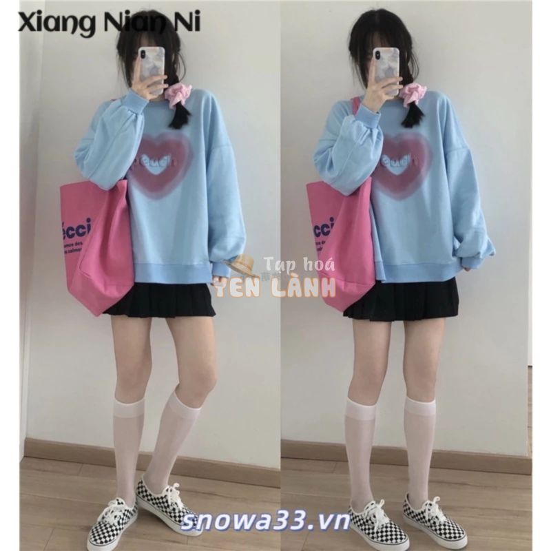 Xiang-ni Áo sweatshirt Mỏng Cổ Tròn Dáng Rộng Thời Trang Xuân Thu Cho Nữ