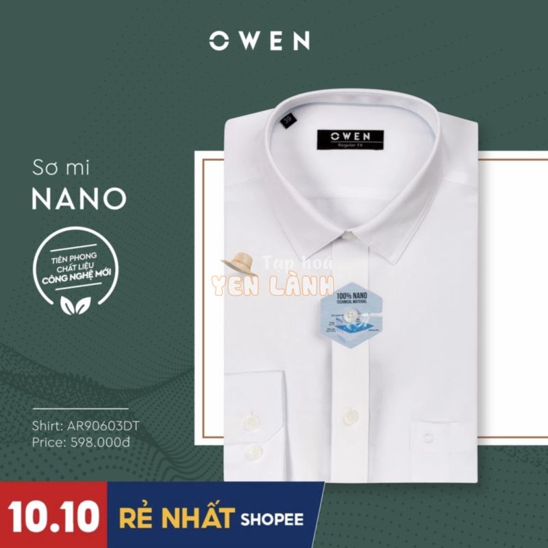 OWEN – Áo sơ mi trắng dài tay OWEN chất Nano không nhăn – REGULARFIT, SLIMFIT – Chất siêu mát, siêu nhẹ