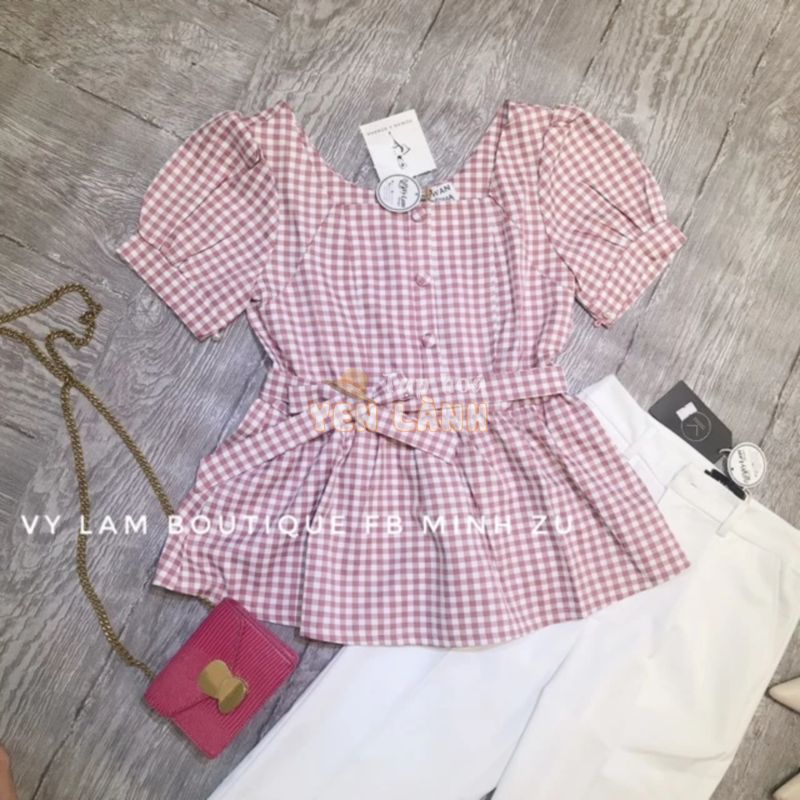 ÁO PEPLUM CARO THẮT NƠ