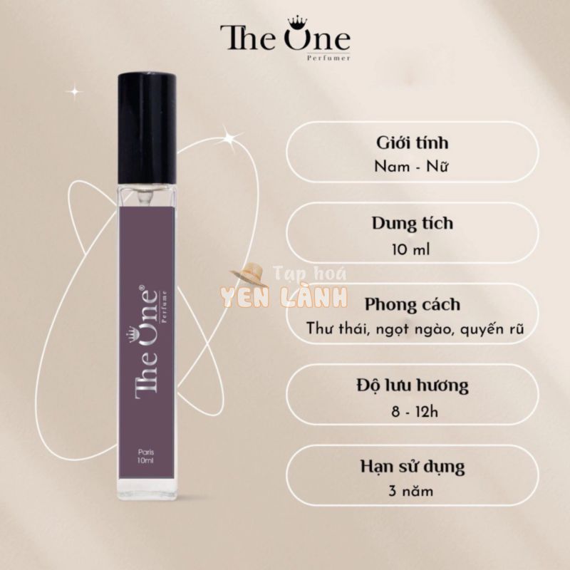 Nước hoa nam nữ The one Paris 10ml thơm lâu cao cấp lưu hương 8 đến 12 tiếng