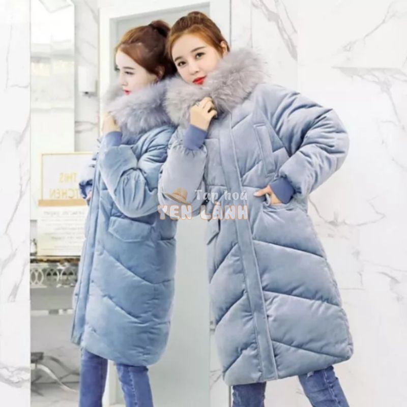 Sale Áo phao nhung dáng dài cao cấp oversize đủ size