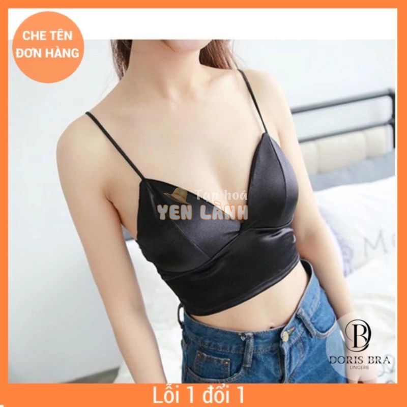 Áo lót BR264 Áo bra lụa satin quyến rũ kèm đệm, bản to 8 móc cài