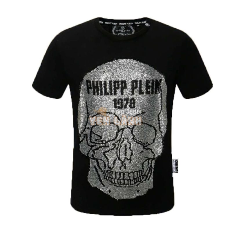 Philipp Plein Men Short Sleeve Tshirt Black Rhinestones T-shirts Pattern Skull Tshirt Shirts