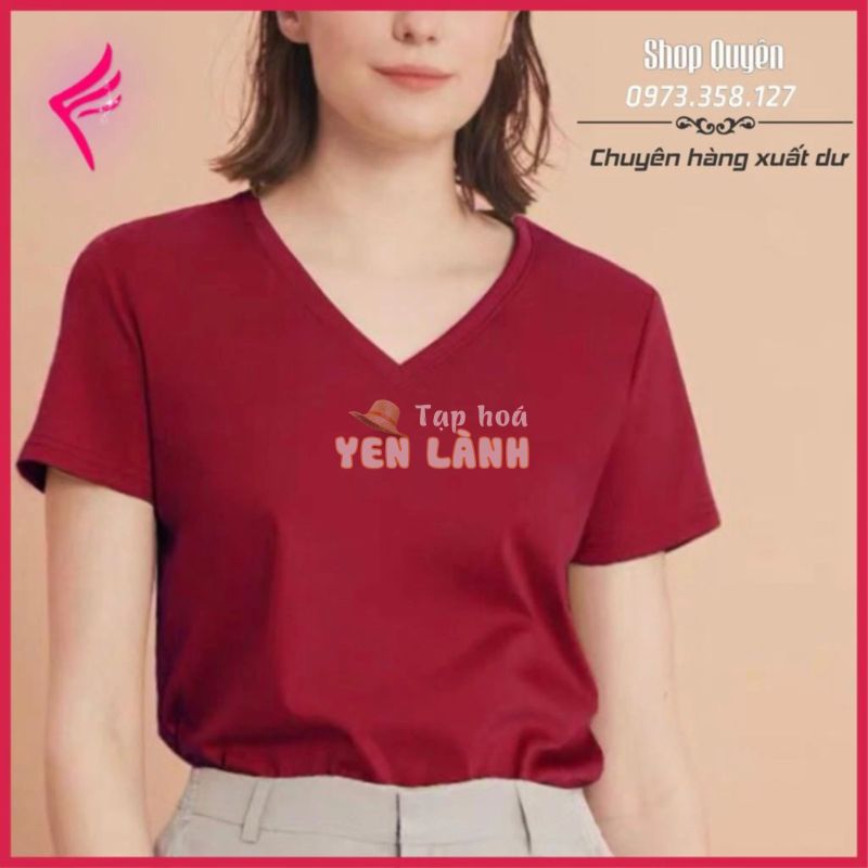 ( Mới ) Áo Phông Nữ Cổ Tim VNXK, Áo Thun Trơn Cotton Đẹp, Dễ Mặc Dễ Phối Đồ, Phù Hợp 4 Mùa