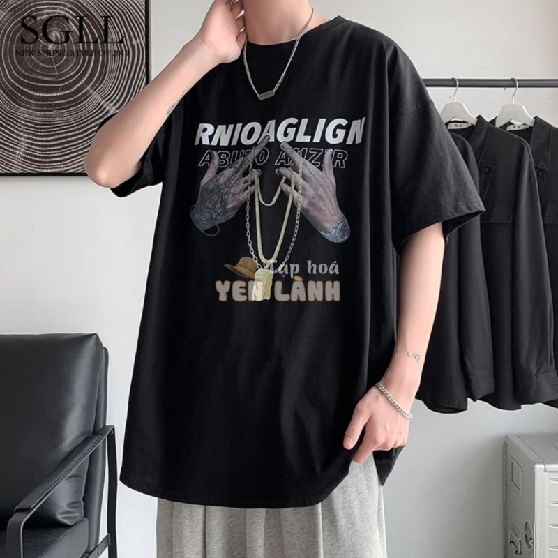 Áo thun ngắn tay phong cách Hip Hop Âu Mỹ cho nam size S-8Xl