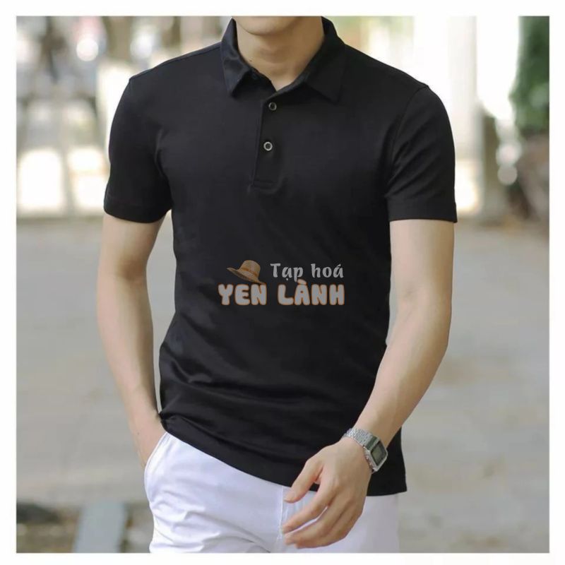 Áo thun nam có cổ trụ bẻ vải cá sấu cotton cao cấp, Áo polo nam trơn basic Hàn Quốc