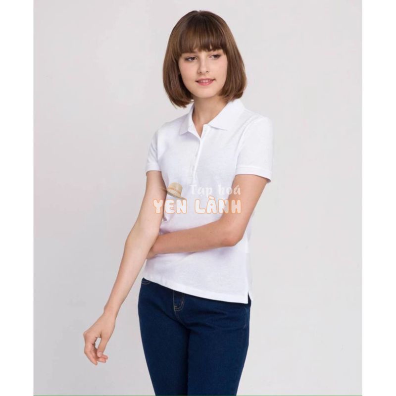 ÁO THUN POLO NỮ NHẬT BẢN GOLD RHINO 100% COTTON THOÁNG MÁT – TRẮNG