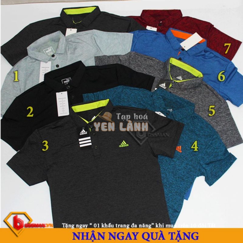 Áo Thun Nam Thể Thao Ngắn Tay Cổ Trụ