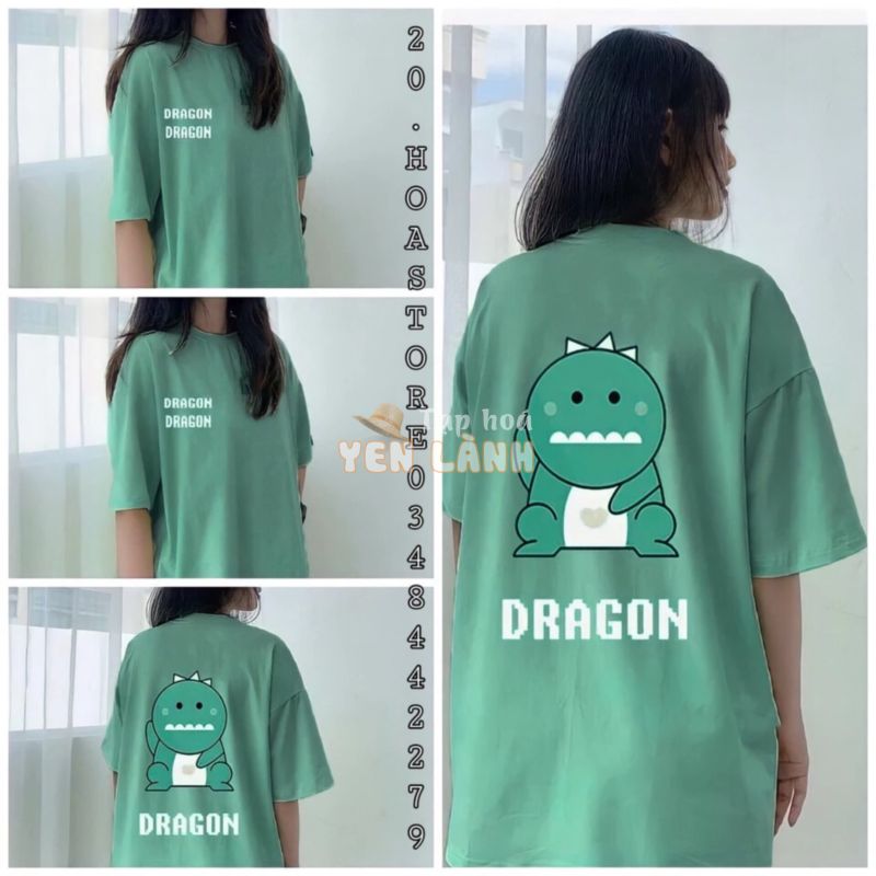 ÁO PHÔNG KHỦNG LONG DRAGON ULZZANG – ÁO THUN TAY LỠ IN CHỮ HOT