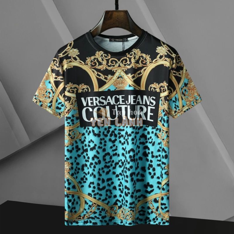 Áo thun nam cổ tròn ngắn tay vải cotton in hình logo Versace thời trang kích thước từ M-3Xl