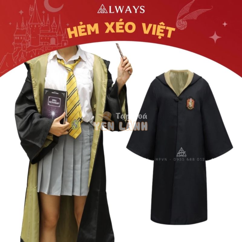 Áo choàng Harry Potter nhà Hufflepuff Nam/nữ – Trang phục Phù thuỷ hoá trang Harry Potter – Chuẩn hàng ALWAYS Store