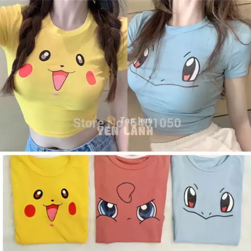 Áo croptop Pikachu tay ngắn đủ màu