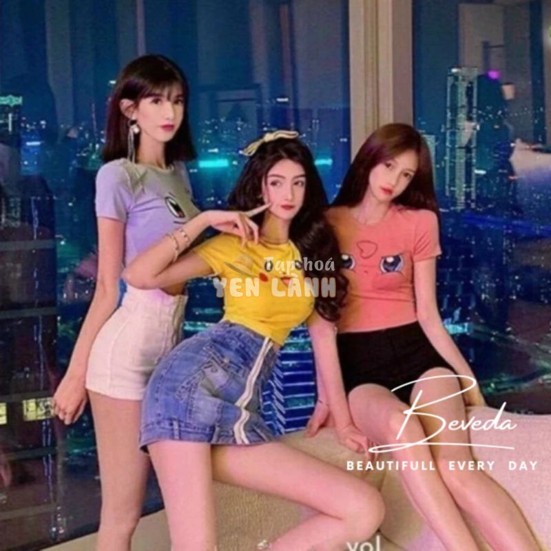 Áo Kiểu Nữ Body Croptop Pikachu Tay Ngắn