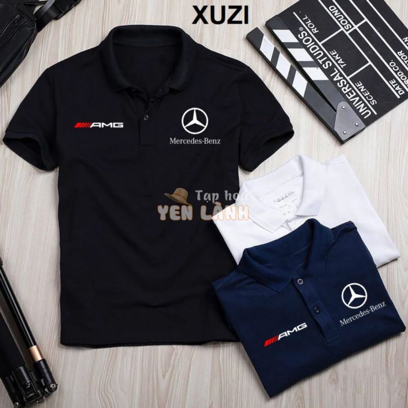 Áo thun polo hãng xe mercedes benz áo thun có cổ bẻ cao cấp vải cotton cá xấu gai mịn thời trang thanh lịch nhà XUZI