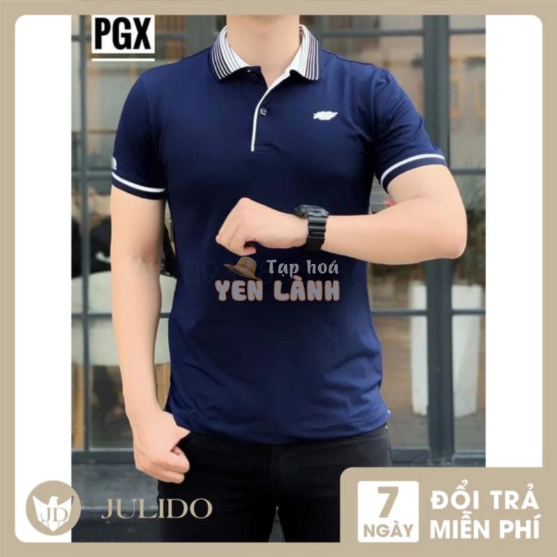 Áo thun nam có cổ polo cao cấp, màu xanh đen phối viền sang trọng- Áo polo nam