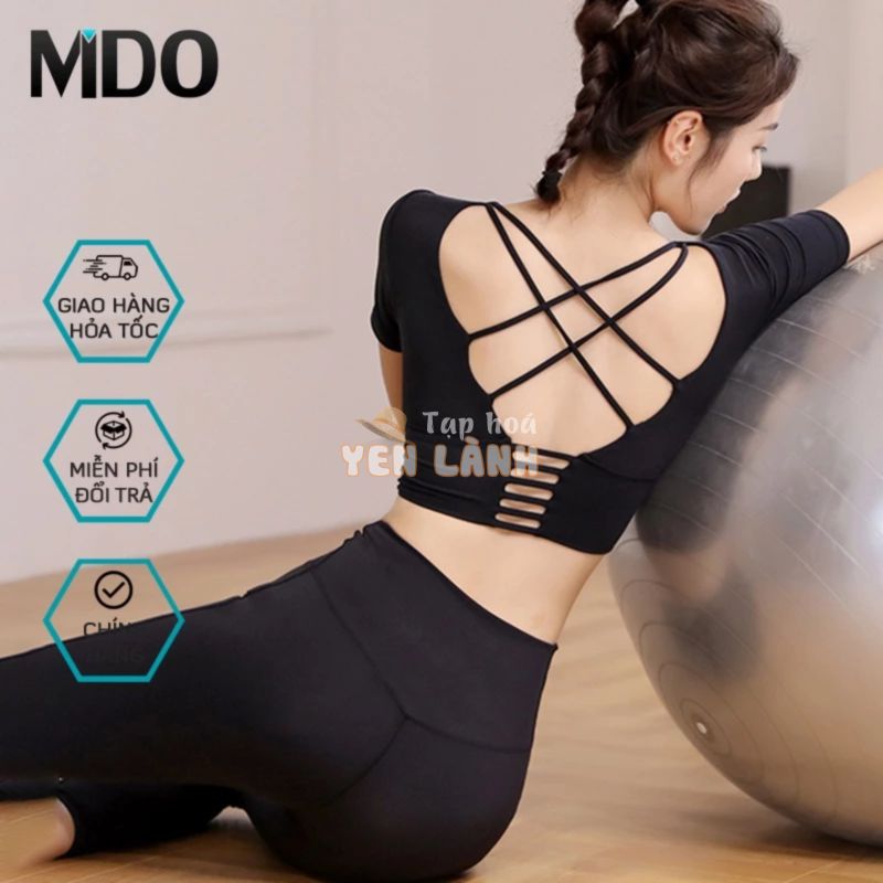 Bộ đồ tập gym, yoga nữ Mido S43 kiểu quần Body nữ và áo tập gym nữ ngắn tay, chất siêu đẹp, co giãn