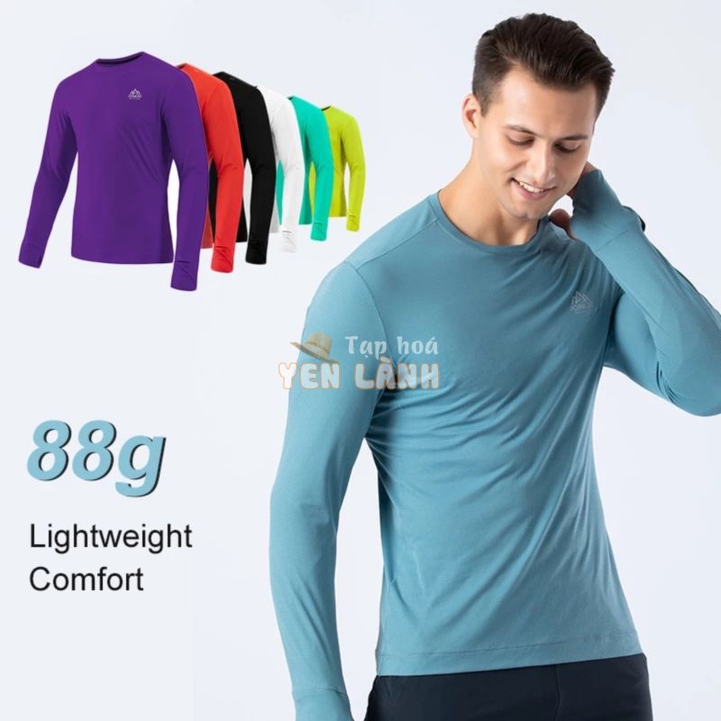 Aonijie fm5127 man quick drying running t-shirt áo sơ mi dài tay có lỗ ngón tay