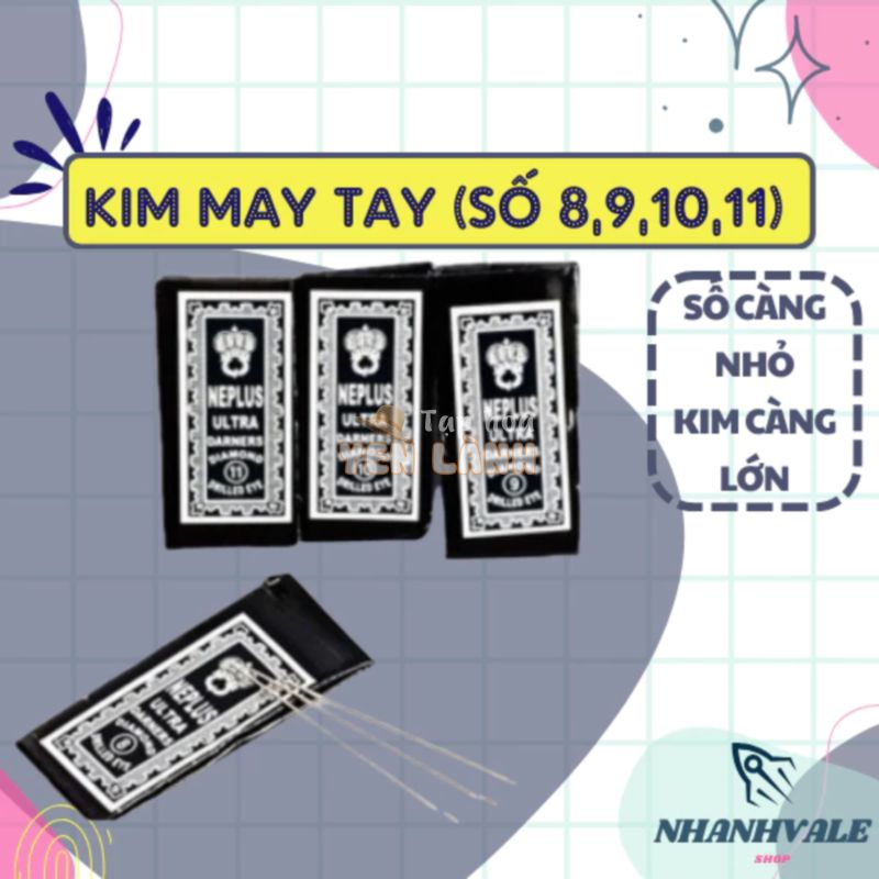 (Túi 10 kim) Kim may tay, may quần áo các số 8 – 9 – 10 -11