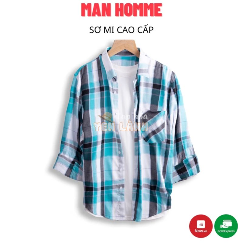 Áo Sơ Mi Ca Rô Nam Hàn Quốc Áo Sơ mi Kẻ Sọc Caro Nam Dài Tay Form Ôm Hàng Hiệu – SMGS02 – M8 – MANHOMME