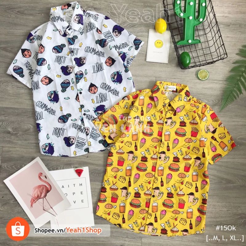 [Yeah1Shop]- Áo sơ mi hoạt hình hình người (  M, L, XL) (SMHH)