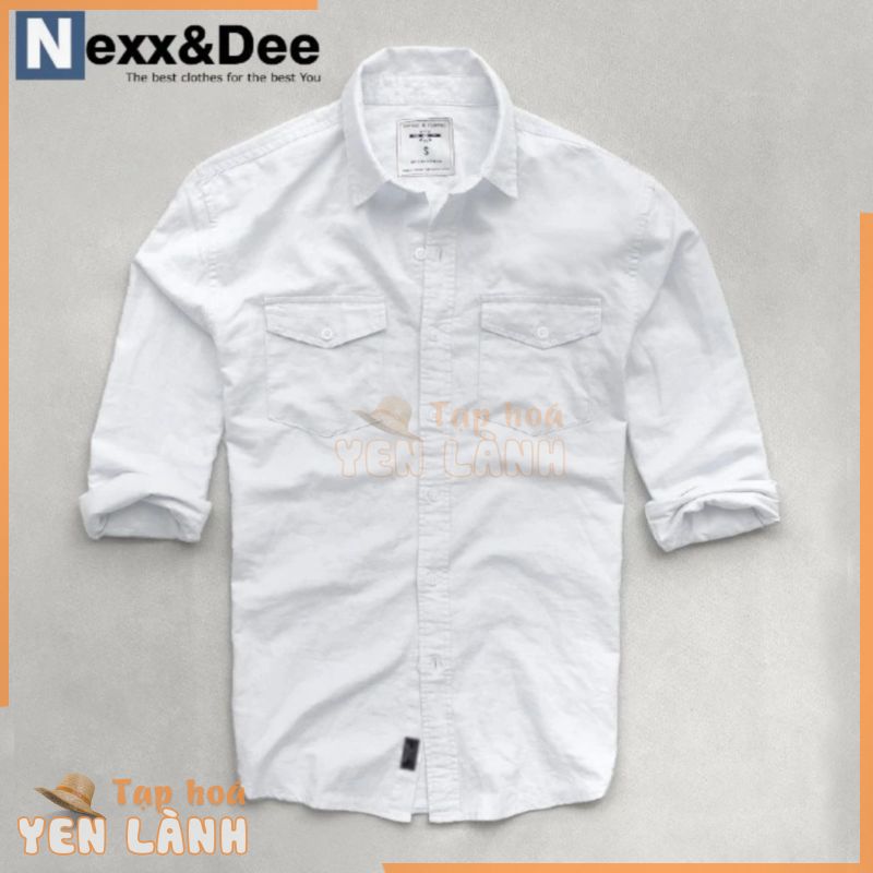 Áo sơ mi nam tay dài hai túi công sở màu trắng vải oxford denim trẻ trung Nexx&Dee-SM05