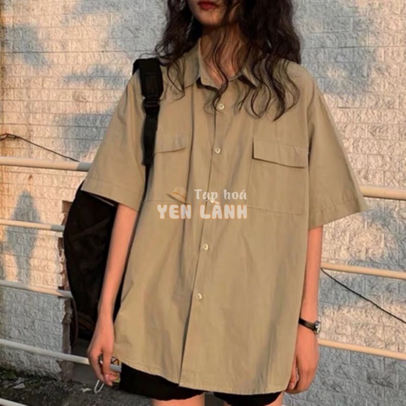 (CLIP THẬT) Áo sơ mi oversize basic cộc tay ulzzang