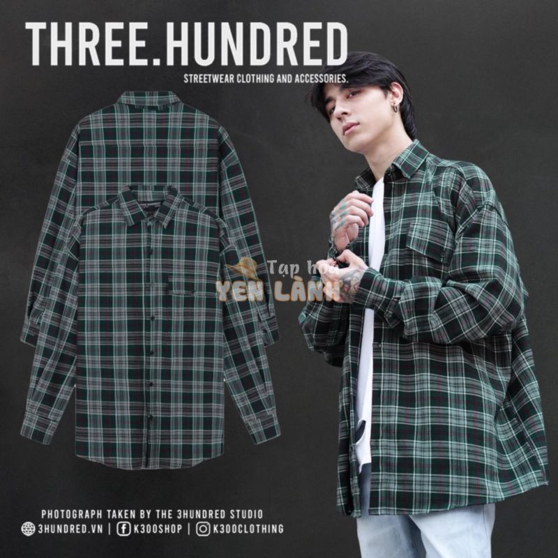 Áo Sơ Mi Flannel Màu Xanh Sọc Tím Form Rộng Thoải Mái Chất Liệu Cotton Thoáng Mát