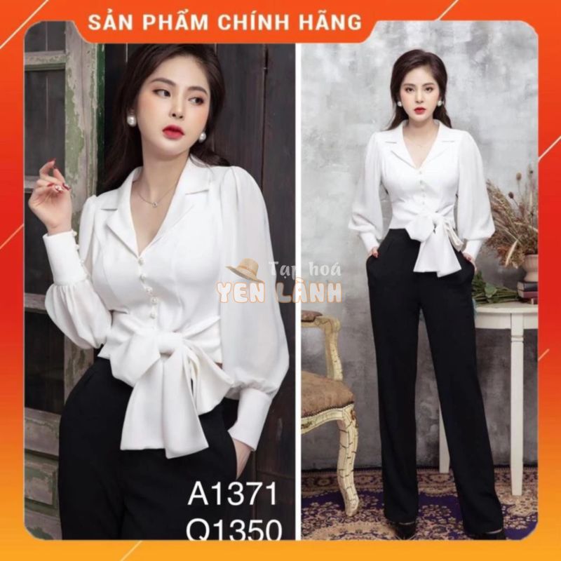 Áo Sơ Mi Trắng Thắt Nơ Eo Sang Trọng Cao Cấp A1371- Chatfashion.vn1 ( Cam Kết Ảnh Thật Do Shop Tự Chụp)