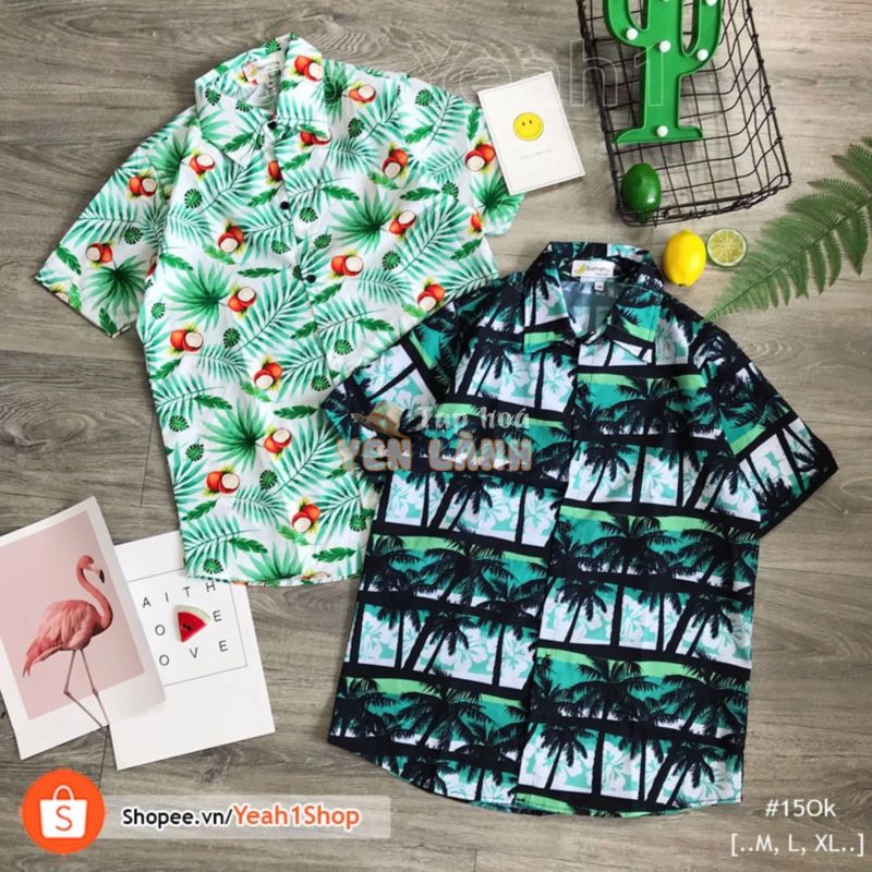 [Yeah1Shop]- Áo sơ mi trái cây dừa/ cây dừa (M, L, XL) (SMHH)