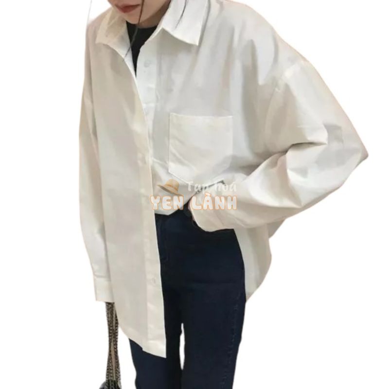 [ORDER] Áo Sơ Mi Trắng Oversize Vải Dày Dặn  ( 4 ảnh cuối chân thực về Sản phẩm)