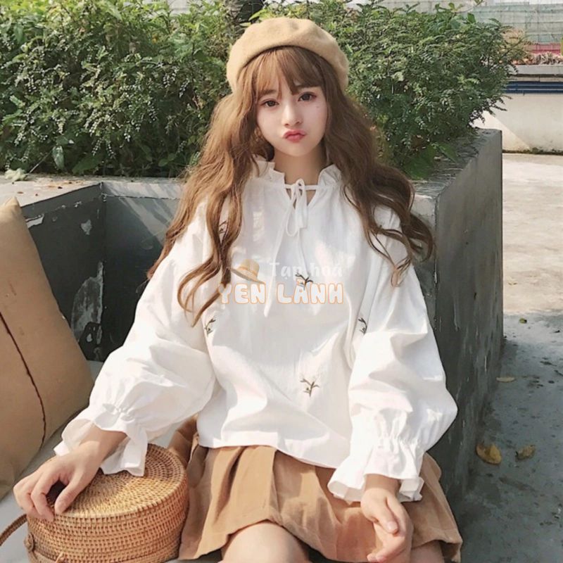 (Sẵn) sơ mi ulzzang áo sơ mi nữ kiểu dáng Hàn Quốc sơ mi trắng tay bồng