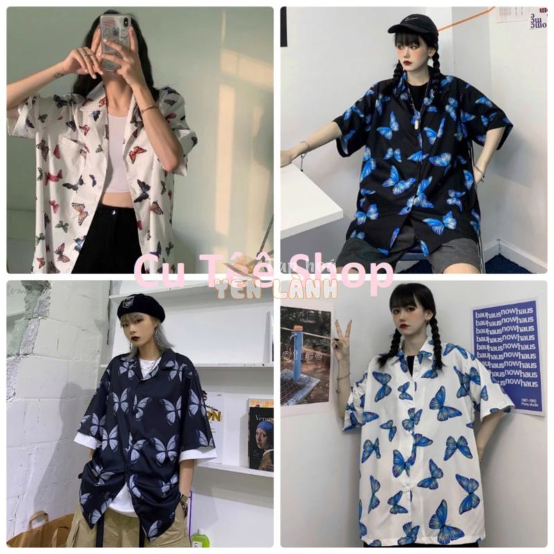 [Áo Sơ Mi] Áo sơ mi unisex ulzzang 3D dưới 75kg – Bươm bướm