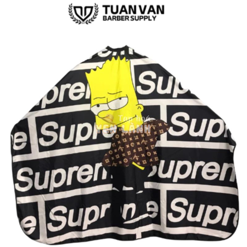 Áo choàng cắt tóc barber khăn trùm cắt tóc nam supreme simpson 1m4x1m6