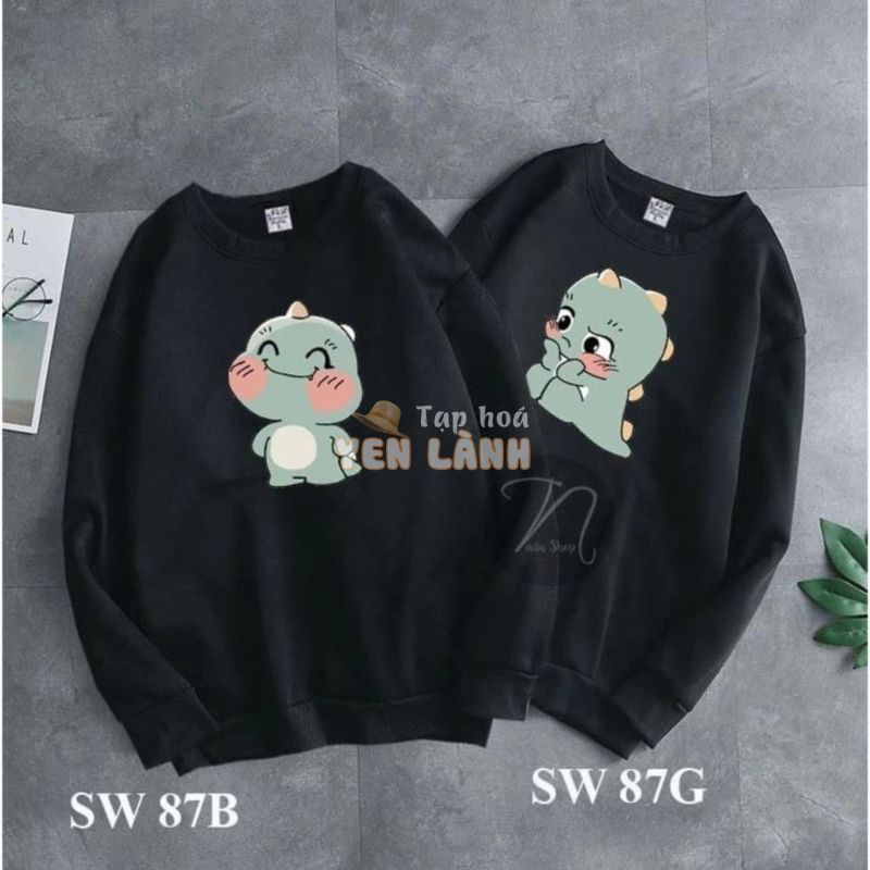 ÁO SWEATER ĐÔI HÌNH  “KHỦNG LONG” chất NỈ DA CÁ XỊN ĐẸP. ĐỘC LẠ ÁO ĐÔI NAM NỮ AOTHUN268