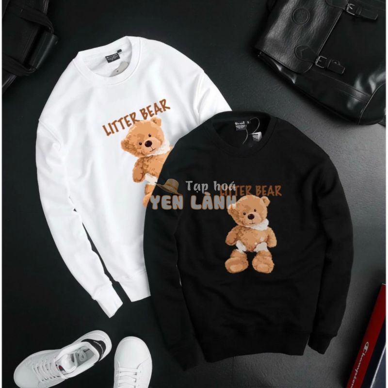 Áo nỉ Sweater gấu LITTER BEAR siêu siêu xinh [FREESHIP] Áo sweater dày dặn, áo sweater nam nữ đẹp,áo đôi đẹp