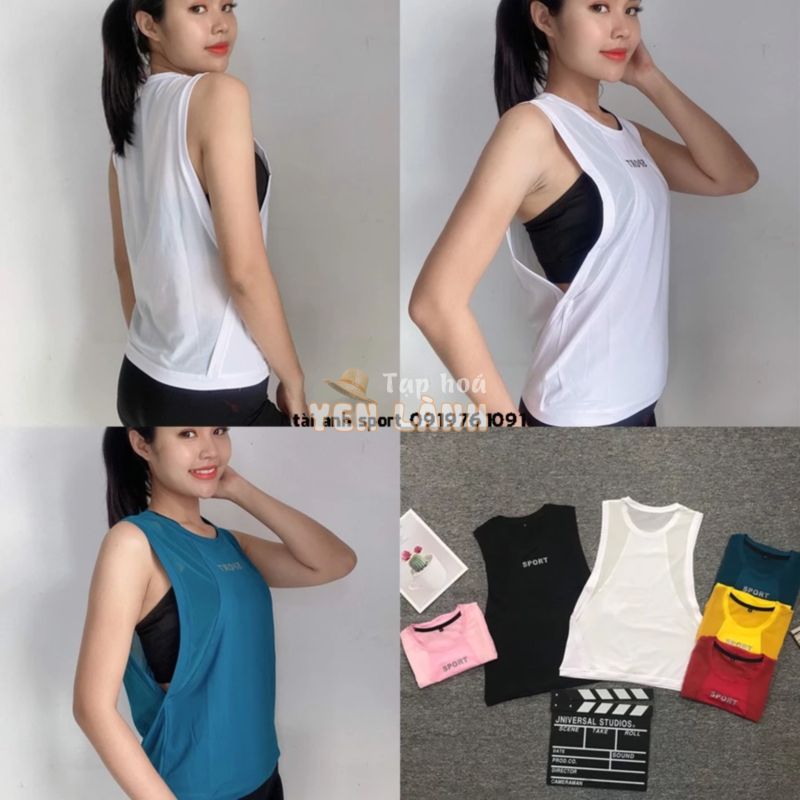 Áo tanktop nữ tập Gym – Yoga phối lưới lưng TANKSPORT