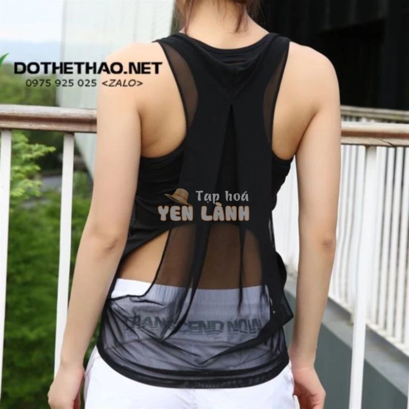 Áo tanktop nữ khoét nách sâu phối lưới tập gym, bộ đồ thể thao nam nữ big size, thể thao 24/7 – THETHAOYES  ྇