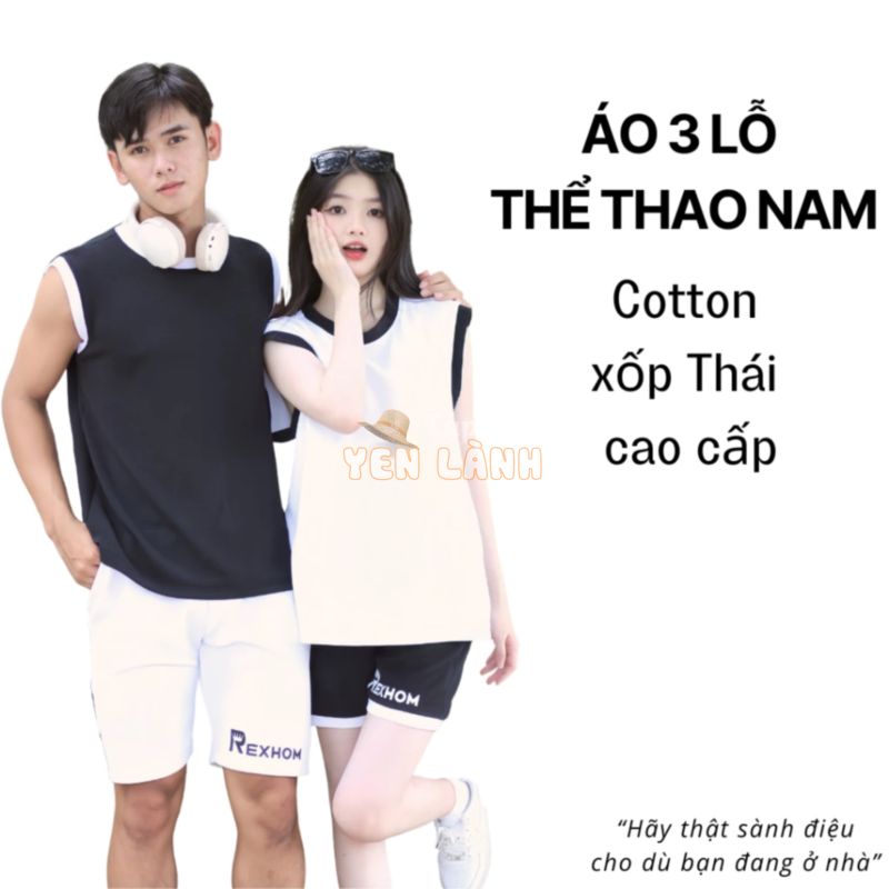 Áo 3 lỗ thể thao nam Rexhom cổ tròn tay cọc 3 lỗ chất liệu xốp cotton Thái dập nổi dày dặn thấm hút mồ hôi thiết kế sang