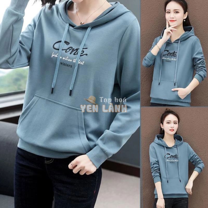 Áo nữ hoodie Conte  FREESHIP  thu đông mã TT36 có mũ hàn quốc kiểu dáng áo khoác cá tính chất vải đẹp +