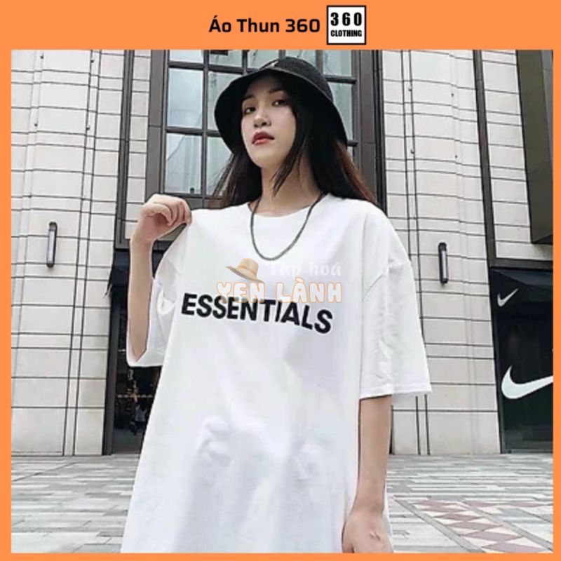 áo thun tay lỡ form rộng dáng xuông FOG ESSENTIALS, áo phông đôi nam nữ 2 màu trắng đen basic oversize tay lỡ