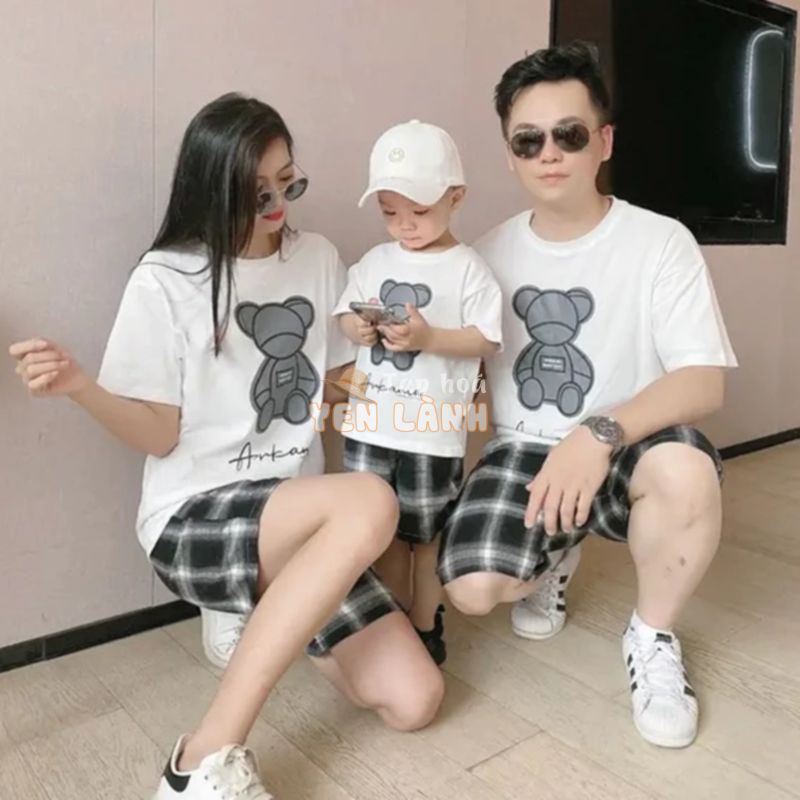 Áo Gia Đình Familylove – Set Đồ Gia Đình Họa Tiết Hình Gấu Cực Dễ Thương Chất Liệu Cotton 100% Co Giãn