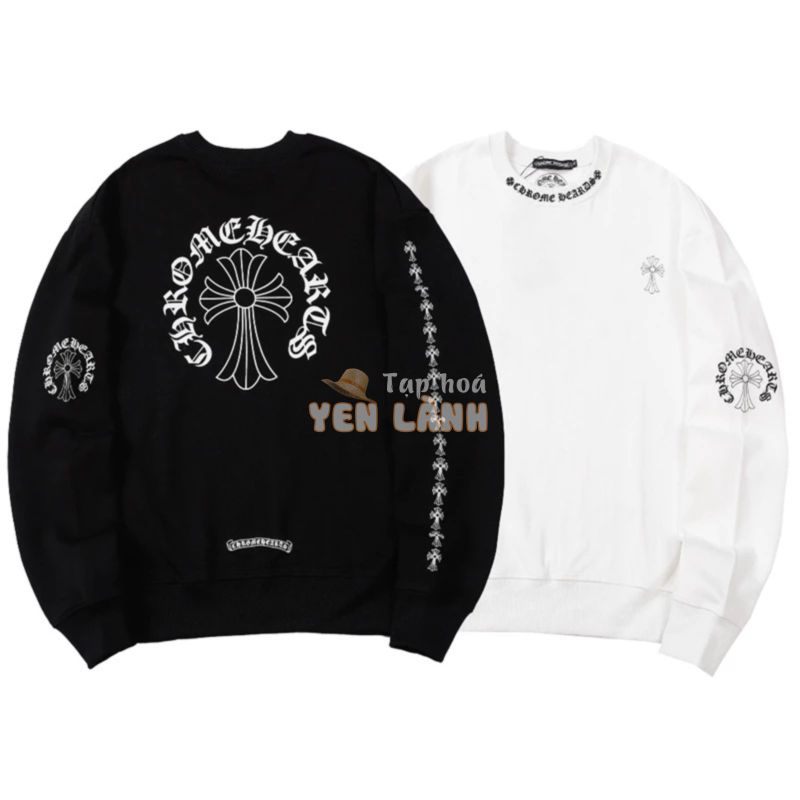 Áo Nỉ Tay Dài Cổ Tròn In Hình Chrome Hearts Thời Trang