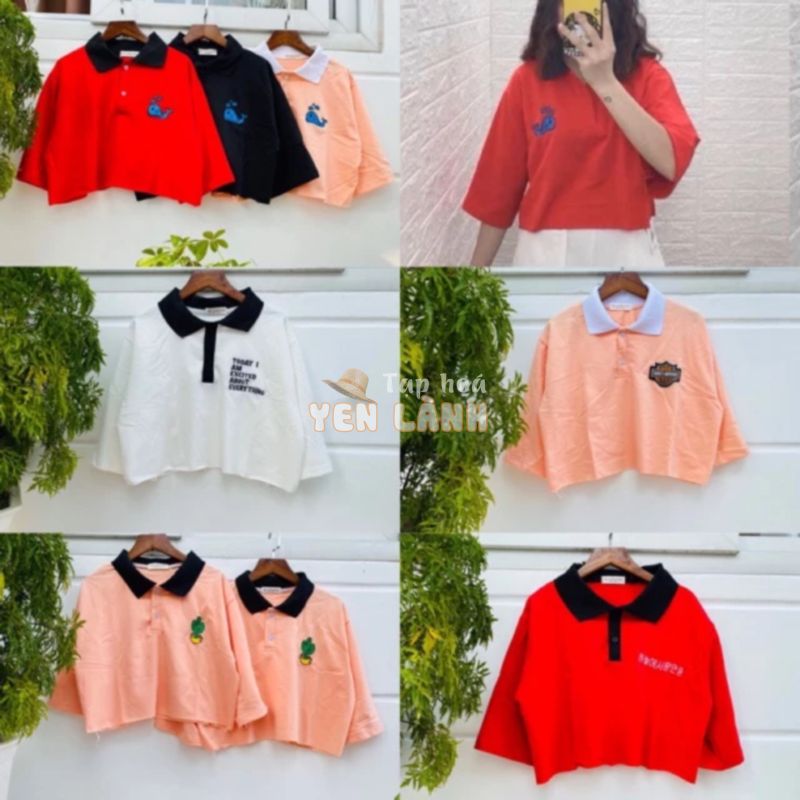 ⚡MẪU MỚI⚡Áo Croptop Tay Lỡ Có Cổ (100% ảnh thật)