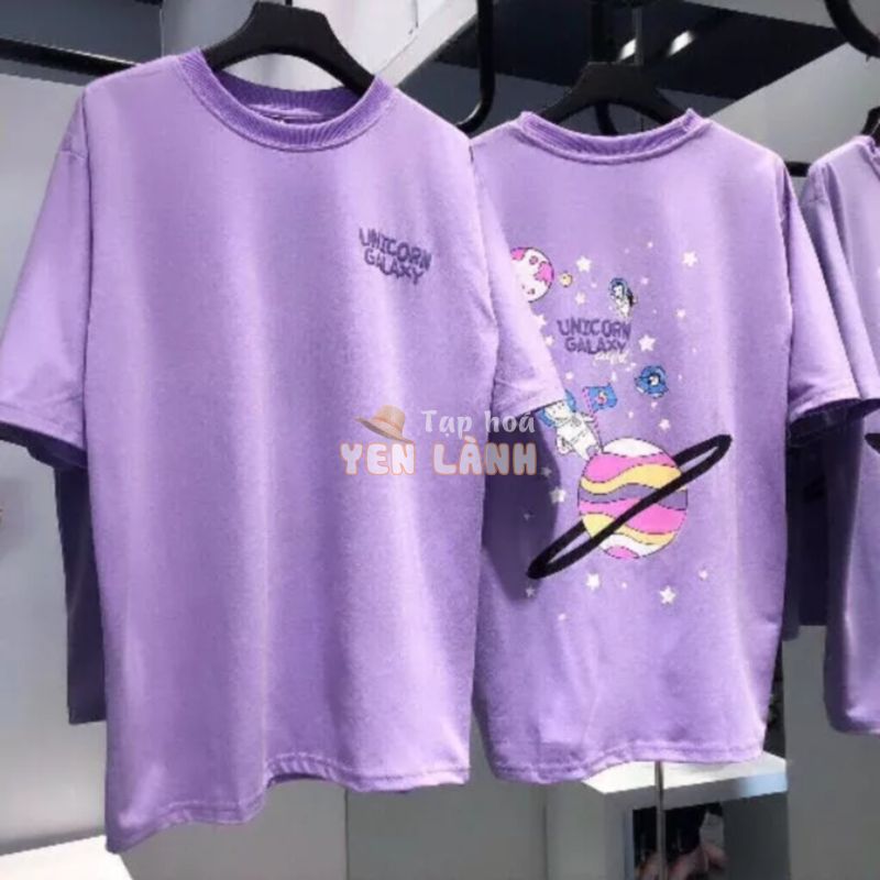 [Unisex] Áo thun tay lỡ galaxy màu tím hot trend