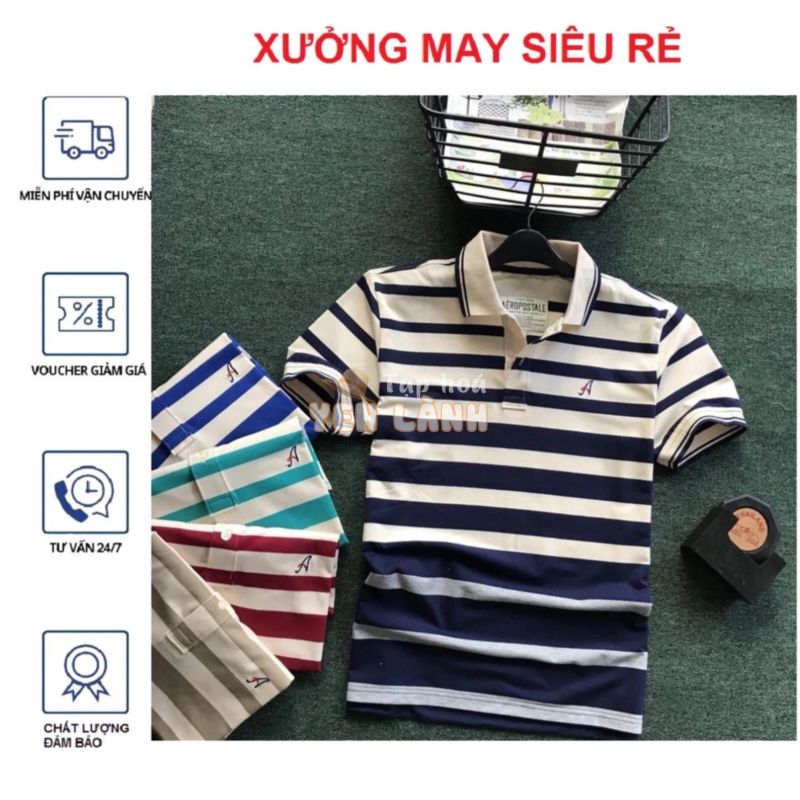 [S01] Áo thun nam cổ trụ chữ A sọc ngang hàng chuẩn shop – ÁO THUN NAM CÓ CỔ (CỔ BẺ) ĐẸP TEEN VNXK-M152